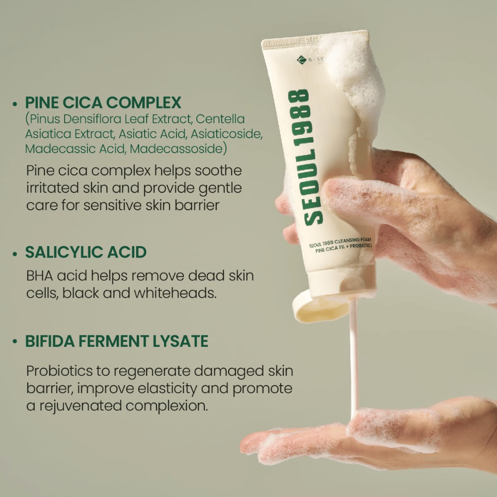 SEOUL 1988 Cleansing Foam : Pine Cica 1% + Probiotics 150ml